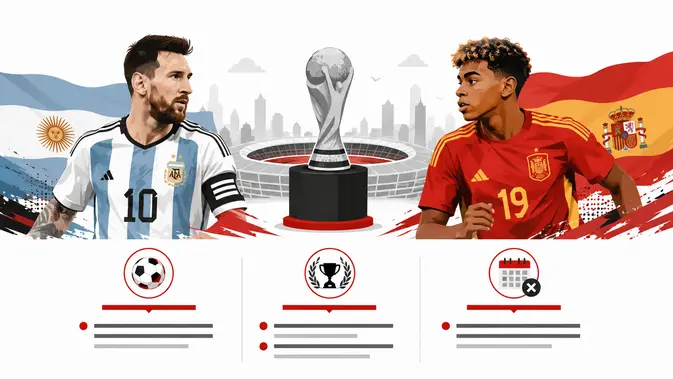 Infografis Spanyol vs Argentina, Final Bersejarah Piala Dunia 2026 Infografis Spanyol vs Argentina, Final Bersejarah Piala Dunia 2026
