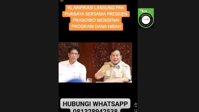 Cek Fakta: Tidak Benar Video Prabowo dan Purbaya Umumkan Bantuan Dana Hibah Cek Fakta: Tidak Benar Video Prabowo dan Purbaya Umumkan Bantuan Dana Hibah
