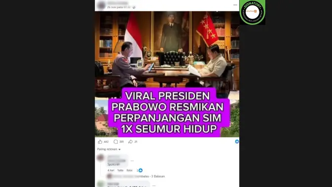 Cek Fakta: Hoaks Prabowo Resmikan Perpanjangan SIM 1 Kali Seumur Hidup Cek Fakta: Hoaks Prabowo Resmikan Perpanjangan SIM 1 Kali Seumur Hidup
