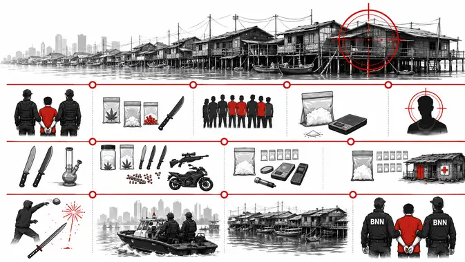 Infografis Jejak Narkoba di Kampung Bahari Infografis Jejak Narkoba di Kampung Bahari
