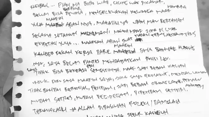 Isi Surat Kepala SPPG yang Tewas Gantung Diri di Parkiran Mal Bandung Isi Surat Kepala SPPG yang Tewas Gantung Diri di Parkiran Mal Bandung