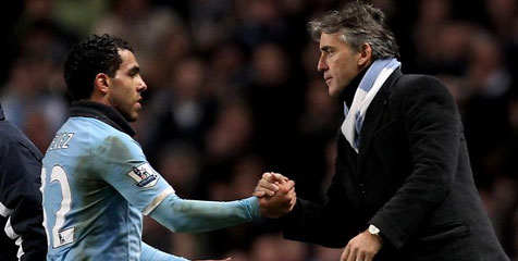Mancini Sambut Reuni Dengan Tevez Mancini Sambut Reuni Dengan Tevez