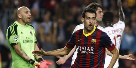 Busquets Girang Cetak Gol Heading Busquets Girang Cetak Gol Heading