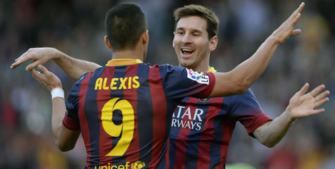 Lihat Rekor Messi, Alexis Sanchez Ikut Gembira Lihat Rekor Messi, Alexis Sanchez Ikut Gembira