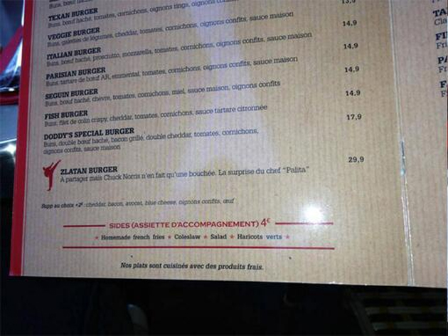 Keterangan menu dan harga Le Zlatan (c) prozlatan
