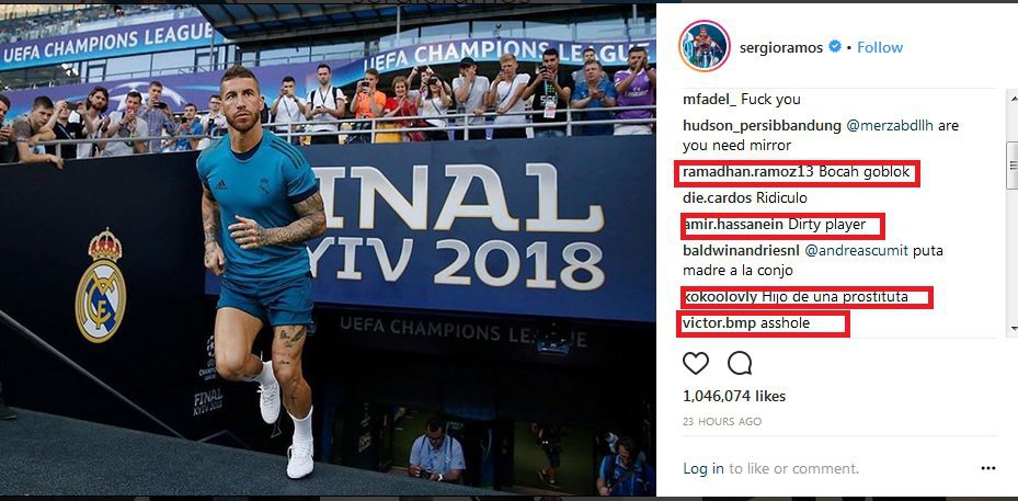 Komentar negatif Warganet di Akun Instagram Ramos