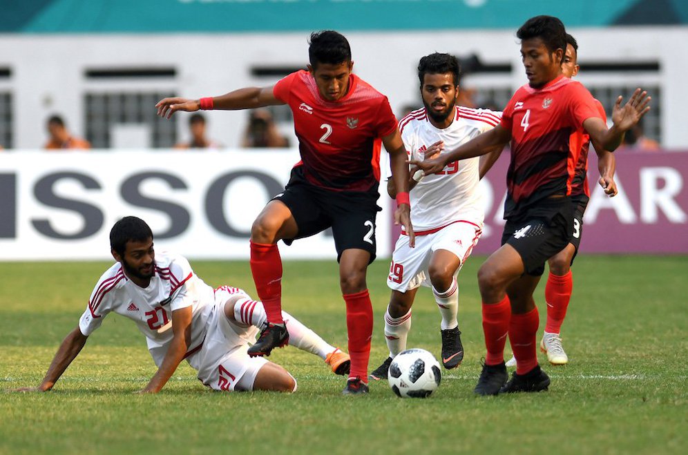 Timnas Indonesia U-23 vs Timnas UEA di Asian Games 2018. (Antara)