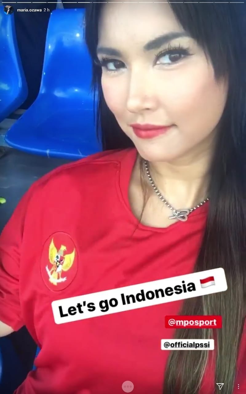 Maria Ozawa mendukung Timnas Indonesia U-22 di Sea Games 2019 (c) instagram.com/maria.ozawa
