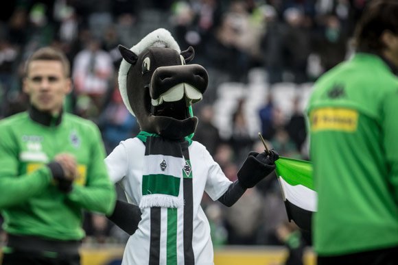 Mascot Juenter of Moenchengladbach. (c) DFL