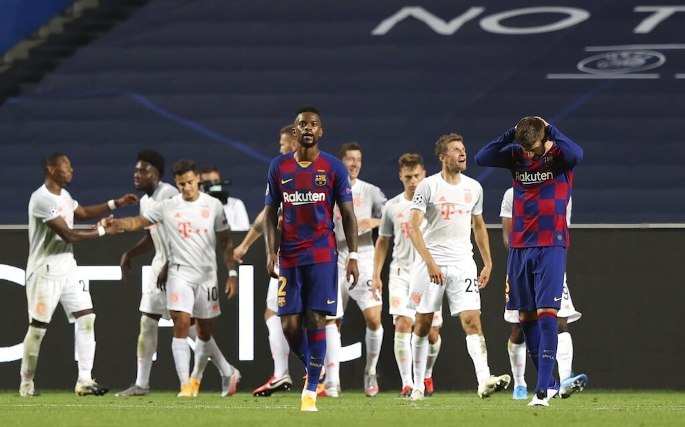 Nelson Semedo dan Gerard Pique (c) AP Photo