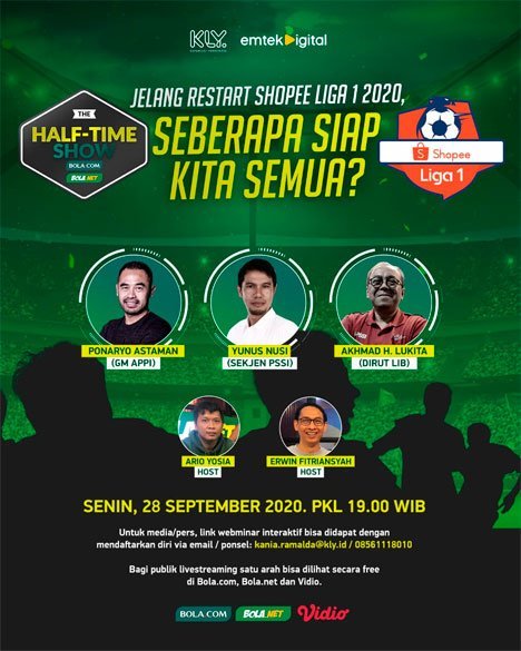 Half-Time Show: Jelang Restart Shopee Liga 1 2020, Seberapa Siap Kita Semua? (c) kly sports