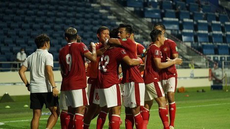 Pemain Timnas Indonesia merayakan gol Kadek Agung (c) PSSI