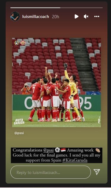 Dukungan Luis Milla untuk Timnas Indonesia (c) Instagram Luis Milla