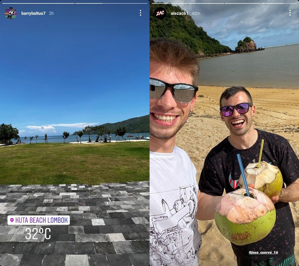 Barry Baltus dan Alessandro Zaccone memamerkan kegiatannya di Mandalika. (c) Instagram/Barry Baltus dan Alessandro Zaccone