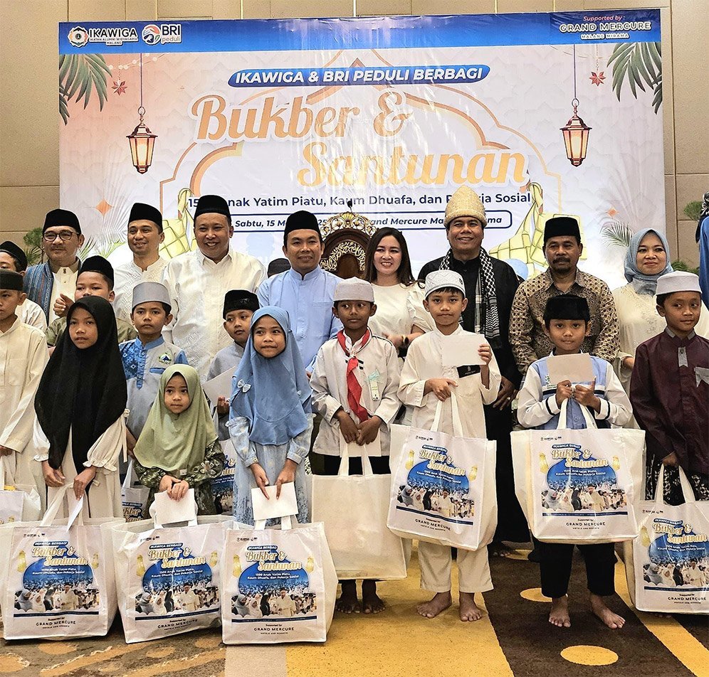 IKAWIGA menggandeng BRI Regional Office Malang, menggelar acara buka puasa bersama serta santunan kepada anak yatim, piatu, kaum dhuafa, dan pekerja sosial di Hotel Grand Mercure Malang. (c) dok. BRI Malang