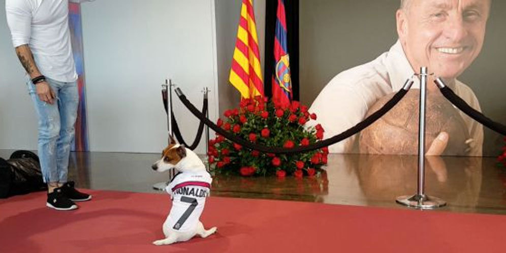 Anjing Berjersey Ronaldo Hadiri Memorial Cruyff di Camp Nou