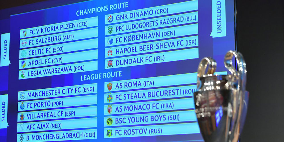 Hasil Undian Babak Play-Offs Liga Champions 2016/17 Hasil Undian Babak Play-Offs Liga Champions 2016/17