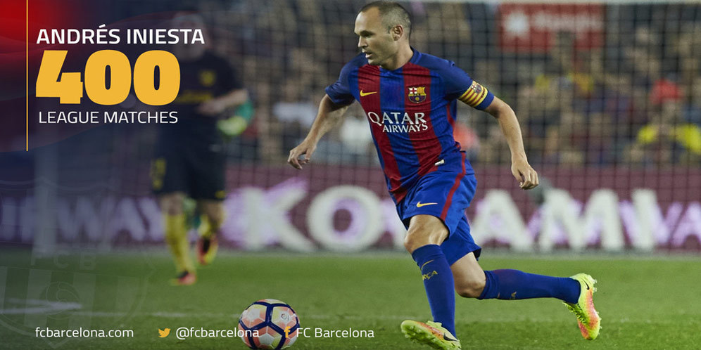 Iniesta 400 Pertandingan di La Liga Iniesta 400 Pertandingan di La Liga