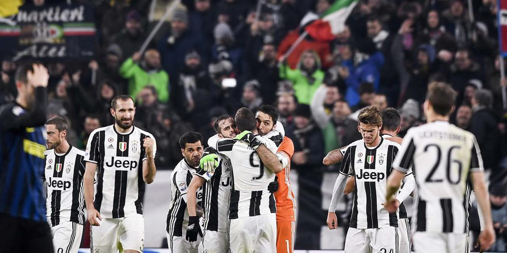 Selebrasi pemain Juventus usai kalahkan Inter Milan