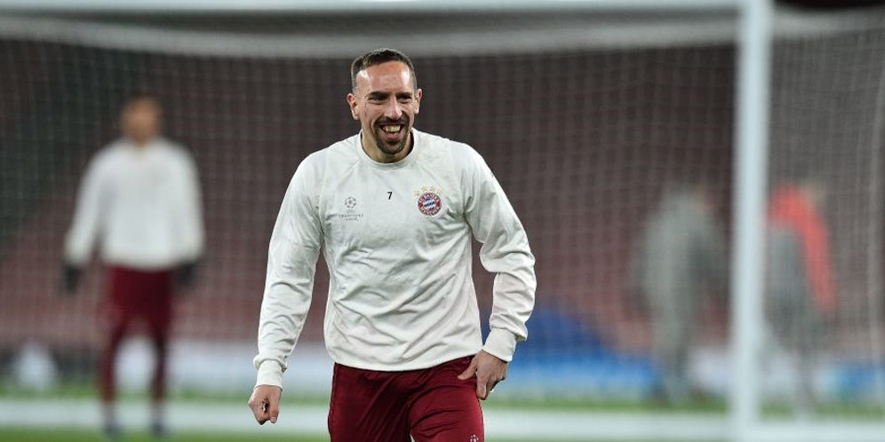 Franck Ribery dalam sesi latihan Bayern di Emirates Stadium