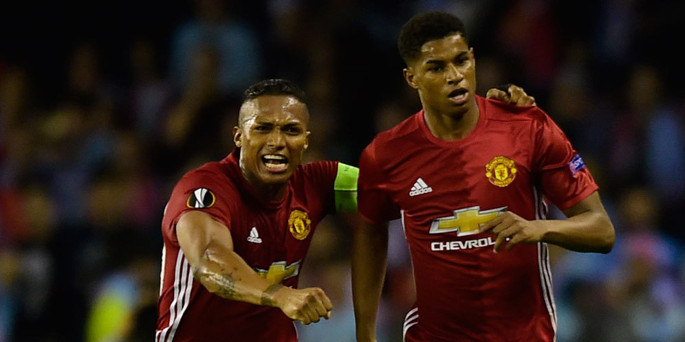 Selebrasi Marcus Rashford usai membobol gawang Celta Vigo
