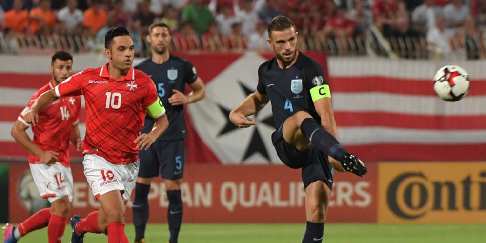 Jordan Henderson saat lawan Malta.