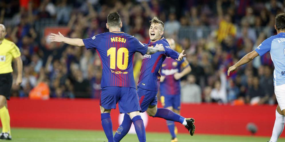 Messi ikut rayakan gol Deulofeu