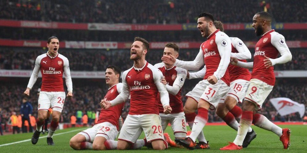 Selebrasi pemain Arsenal.