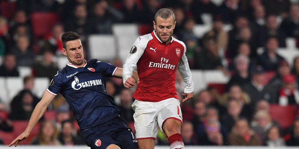 Jack Wilshere saat lawan Red Star Belgrade.