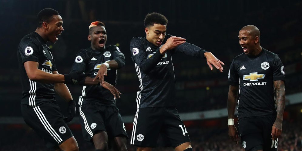 Selebrasi Jesse Lingard dan pemain MU.