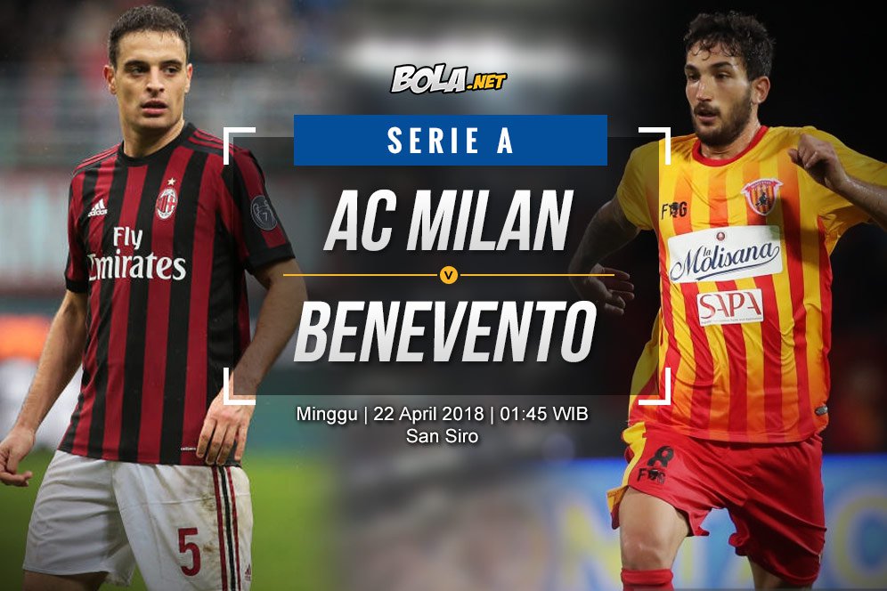 Prediksi AC Milan vs Benevento 22 April 2018