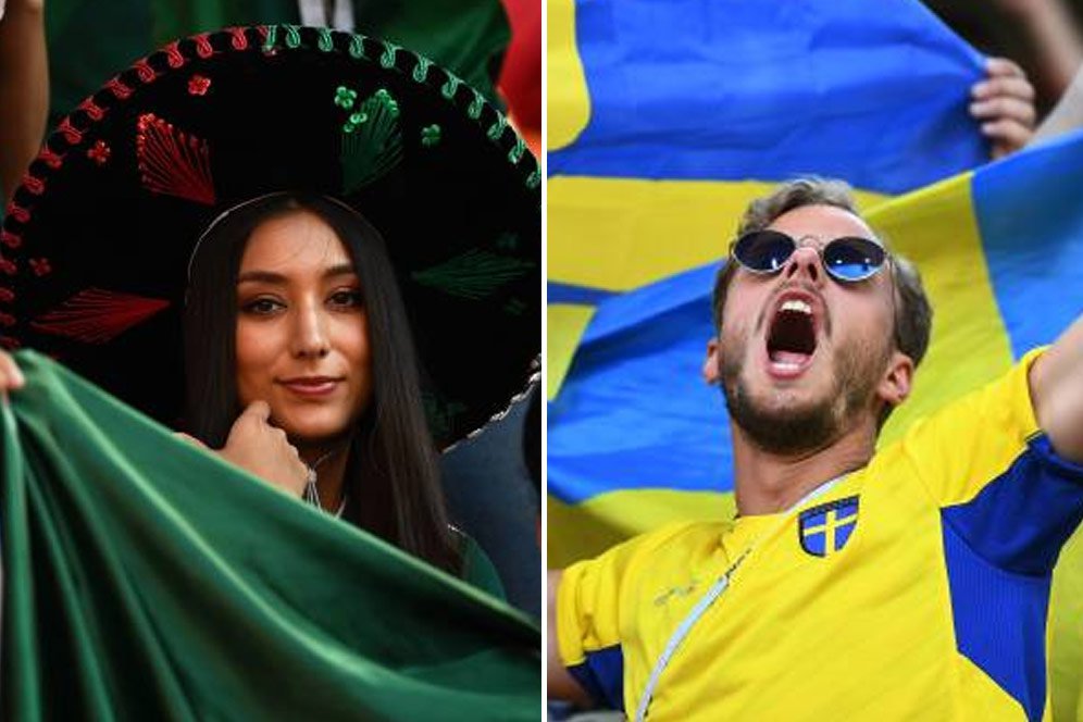 FOTO FANS: Meksiko vs Swedia