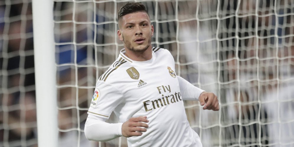 Ekspresi Luka Jovic usai mencetak gol pertamanya untuk Real Madrid menghadapi Leganes (c) AP Photo