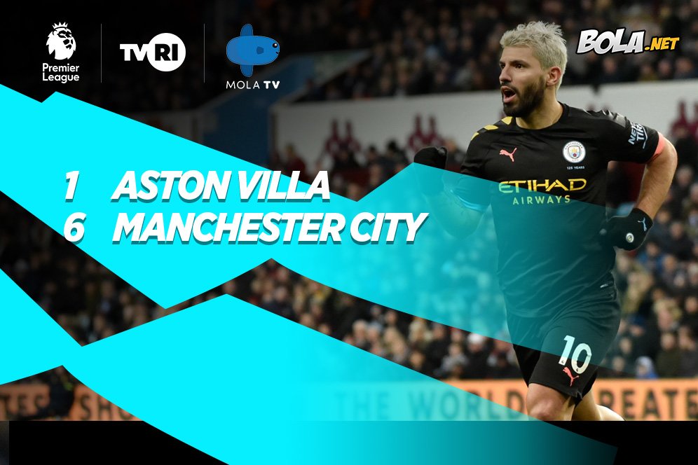 Hasil pertandingan Aston Villa vs Manchester City: Skor 1-6