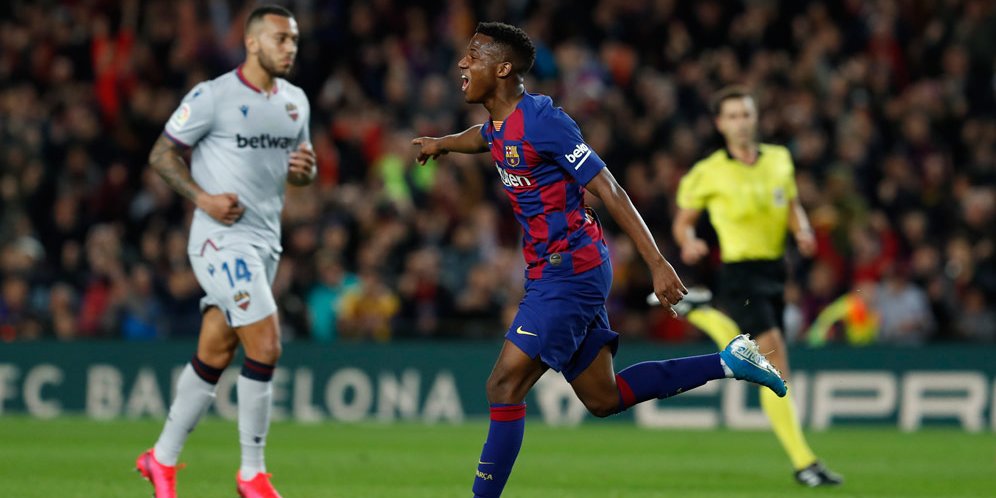 Bintang muda Barcelona, Ansu Fati (c) AP Photo