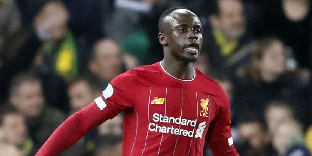Ekspresi Sadio Mane pasca membobol gawang Norwich City (16/2/2020) (c) AP Photo