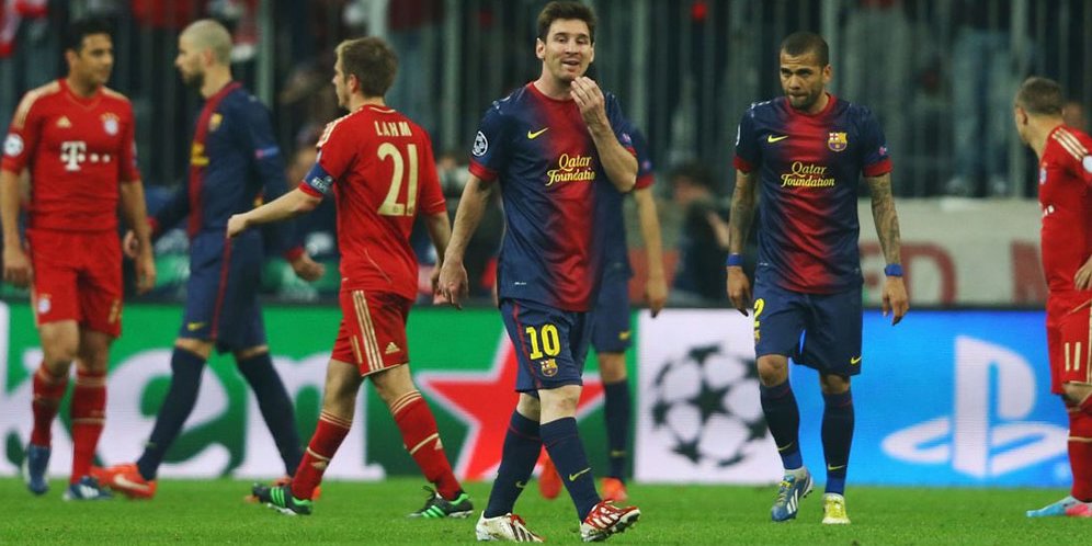 Lionel Messi ketika Barcelona kalah 4-0 dari Bayern Munchen di Allianz Arena pada Liga Champions musim 2012/2013 (c) AP Photo