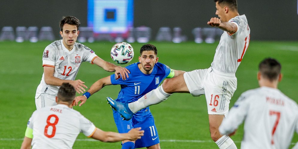 Duel Spanyo vs Yunani, Kualifikasi Piala Dunia 2022. (c) AP Photo