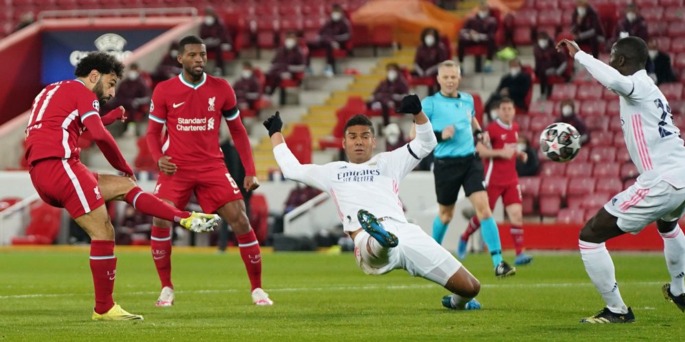 Duel Liverpool vs Real Madrid, Liga Champions 2020/21. (c) AP Photo