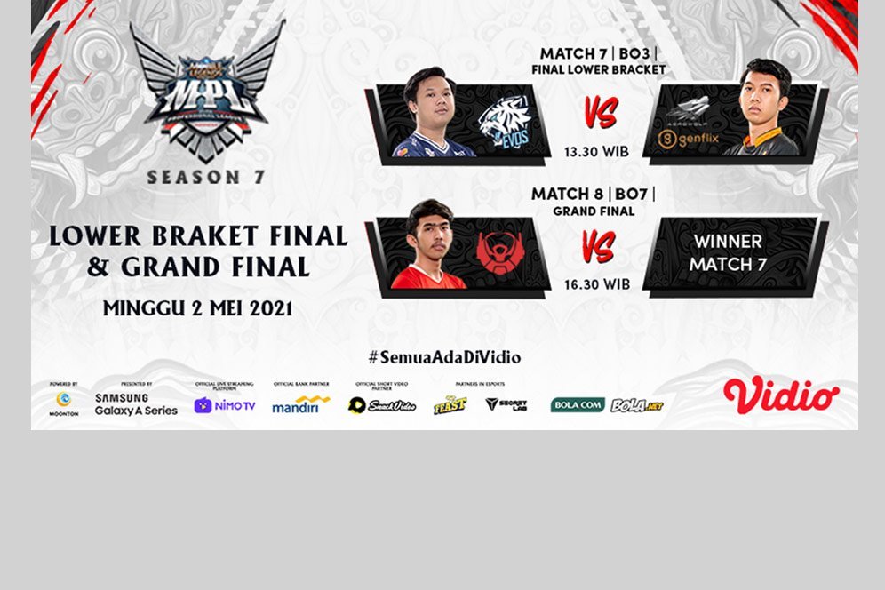 Jadwal Playoff MPL Season 7 di Vidio Hari Ini, 2 Mei 2021: Bigetron Alpha Memburu Gelar Jadwal Playoff MPL Season 7 di Vidio Hari Ini, 2 Mei 2021: Bigetron Alpha Memburu Gelar