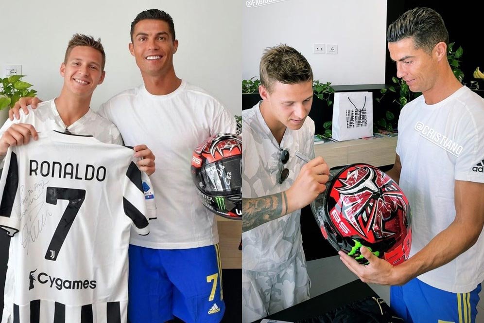 Fabio Quartararo Wujudkan Impian Jumpa Cristiano Ronaldo, Tukar Jersey dan Helm Fabio Quartararo Wujudkan Impian Jumpa Cristiano Ronaldo, Tukar Jersey dan Helm