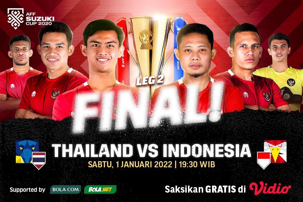 Jadwal Live Streaming Thailand Vs Indonesia Final Leg Kedua Piala AFF 2020 di Vidio