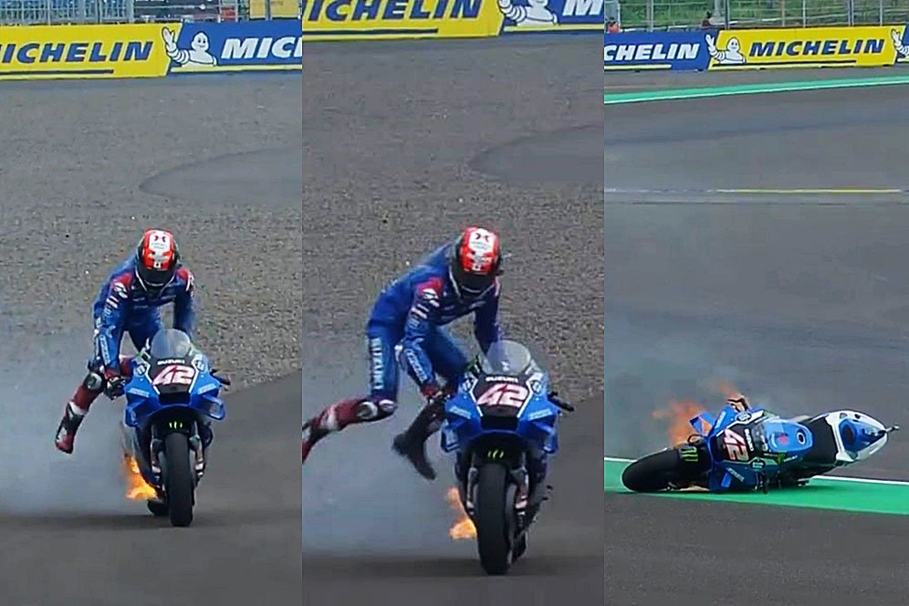 Video: Motor Alex Rins Terbakar di FP4 MotoGP Mandalika, Bikin Johann Zarco Jatuh Video: Motor Alex Rins Terbakar di FP4 MotoGP Mandalika, Bikin Johann Zarco Jatuh