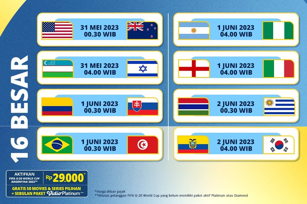Link Live Streaming Piala Dunia U-20 Argentina 2023 Babak 16 Besar di Vidio Link Live Streaming Piala Dunia U-20 Argentina 2023 Babak 16 Besar di Vidio