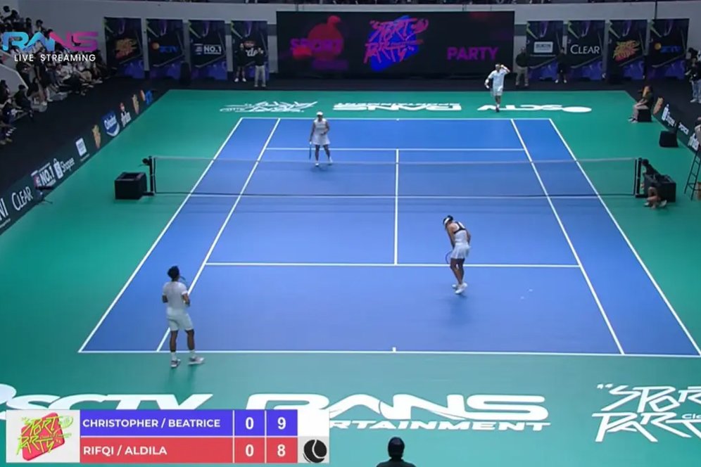 Duel Ekshibisi Christopher Rungkat/Beratrice Gumulya Vs Rifqi Fitriadi/Aldila Sutjiadi Buka Sport Party Clash of Celebrity