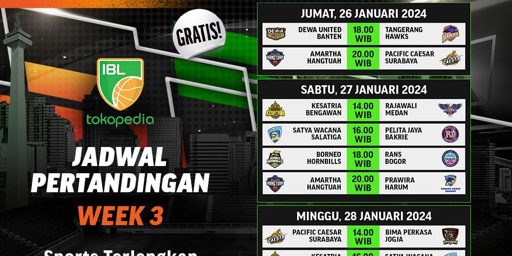 Jadwal Siaran Langsung Pekan 3 IBL Indonesia 2024 di Vidio, 26-28 Januari 2024