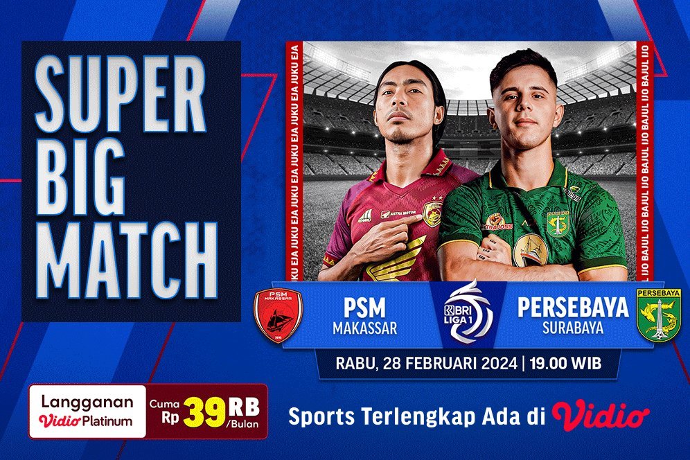 Link Siaran Langsung BRI Liga 1: PSM Makassar vs Persebaya Surabaya, 28 Februari 2024 Link Siaran Langsung BRI Liga 1: PSM Makassar vs Persebaya Surabaya, 28 Februari 2024