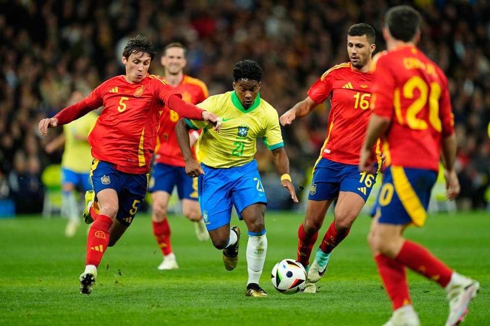 Hasil Laga Persahabatan: Thriller di Santiago Bernabeu, Spanyol Ditahan Imbang Brasil 3-3