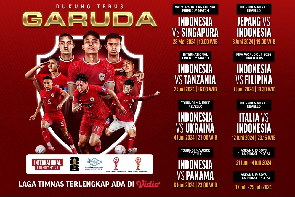 Saksikan Streaming Pertandingan Timnas Indonesia Terlengkap di Vidio 