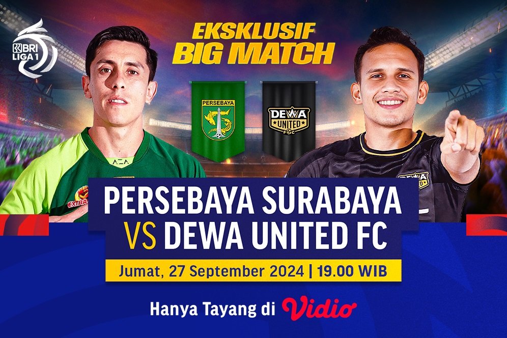 Siaran Langsung Pertandingan BRI Liga 1: Persebaya vs Dewa United Matchweek 7 Pekan Ini di Vidio
